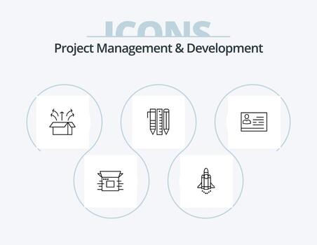 Project Management And Development Line Icon Pack 5 Icon Design. modern. focus. release. business. report vector