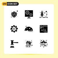 9 User Interface Solid Glyph Pack of modern Signs and Symbols of flower decoration screen process graphic Editable Vector Design Elements