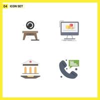 Set of 4 Modern UI Icons Symbols Signs for home internet disk editor web Editable Vector Design Elements