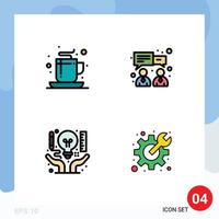 grupo de 4 4 moderno línea de relleno plano colores conjunto para café negocio té Finanzas documento editable vector diseño elementos