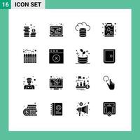 16 Universal Solid Glyphs Set for Web and Mobile Applications estate paper profit love buy Editable Vector Design Elements