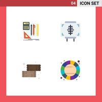 Set of 4 Modern UI Icons Symbols Signs for stationary chocolate pen form food Editable Vector Design Elements