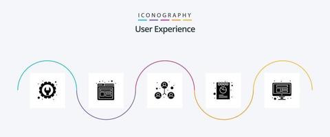 User Experience Glyph 5 Icon Pack Including website. pie. group. data. report vector