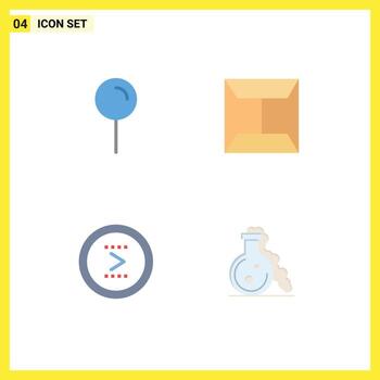 4 Universal Flat Icons Set for Web and Mobile Applications location interface pin post right Editable Vector Design Elements