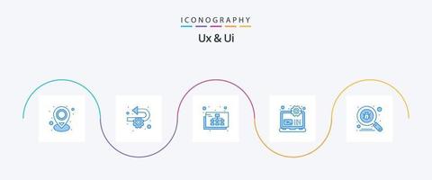 Ux And Ui Blue 5 Icon Pack Including scan. setting. map. laptop. computer vector