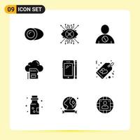 Stock Vector Icon Pack of 9 Line Signs and Symbols for cloud card lens sd denied Editable Vector Design Elements