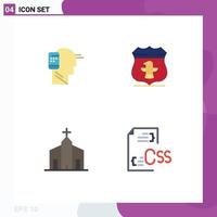 Modern Set of 4 Flat Icons and symbols such as communication building mobile usa church Editable Vector Design Elements