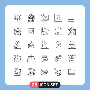 User Interface Pack of 25 Basic Lines of play security tree safe key Editable Vector Design Elements