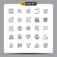 Pack of 25 Modern Lines Signs and Symbols for Web Print Media such as cart sorting tools sort board Editable Vector Design Elements