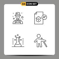 Line Pack of 4 Universal Symbols of avatar health detect knowledge hospital Editable Vector Design Elements