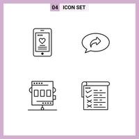 Set of 4 Modern UI Icons Symbols Signs for cell athletics wedding arrow game Editable Vector Design Elements