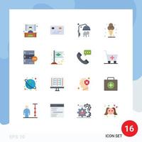 16 Universal Flat Color Signs Symbols of delete data shower base ice Editable Pack of Creative Vector Design Elements