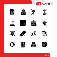 Pictogram Set of 16 Simple Solid Glyphs of flag pot master home rose Editable Vector Design Elements