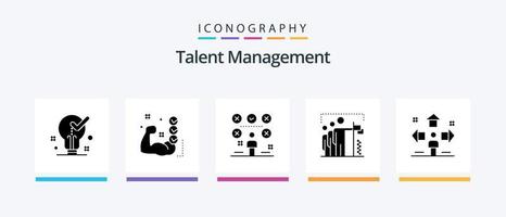 Talent Management Glyph 5 Icon Pack Including win. flag. routine. exams. man. Creative Icons Design vector