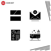 Modern Set of 4 Solid Glyphs Pictograph of editing document layout email report Editable Vector Design Elements