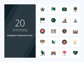 20 Bangladesh independencia día plano color icono para presentación vector