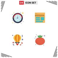 Modern Set of 4 Flat Icons and symbols such as clock webpage website corporate balloon Editable Vector Design Elements