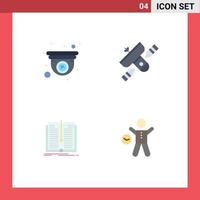 Pictogram Set of 4 Simple Flat Icons of cam application web radio tranfer Editable Vector Design Elements