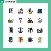 Universal Icon Symbols Group of 16 Modern Flat Color Filled Lines of expense cost cloud business online Editable Creative Vector Design Elements