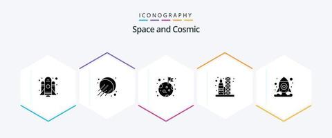 Space 25 Glyph icon pack including . shuttle. space. cosmos. transportation vector