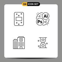 Universal Icon Symbols Group of 4 Modern Filledline Flat Colors of flour care branding hospital hourglass Editable Vector Design Elements