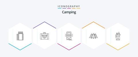 Camping 25 Line icon pack including jungle. forest. hiking. location. camping vector
