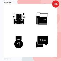 Pictogram Set of 4 Simple Solid Glyphs of box key product folder protect Editable Vector Design Elements