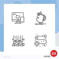 Line Pack of 4 Universal Symbols of computing decoration transfer imagine love Editable Vector Design Elements