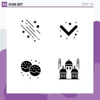 4 Creative Icons Modern Signs and Symbols of star dessert space down eat Editable Vector Design Elements