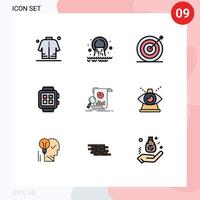 User Interface Pack of 9 Basic Filledline Flat Colors of technology home sewage electronic marketing Editable Vector Design Elements