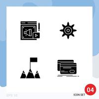 4 Creative Icons Modern Signs and Symbols of web card megaphone flag debit Editable Vector Design Elements