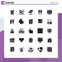 Set of 25 Modern UI Icons Symbols Signs for process computer love decoration china Editable Vector Design Elements