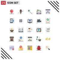 Pictogram Set of 25 Simple Flat Colors of team group search business laptop Editable Vector Design Elements