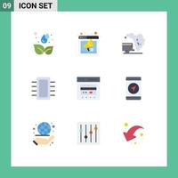 9 User Interface Flat Color Pack of modern Signs and Symbols of hardware devices webpage computers pollution Editable Vector Design Elements