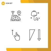 Group of 4 Filledline Flat Colors Signs and Symbols for car gesture technology stethoscope hand Editable Vector Design Elements