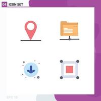 User Interface Pack of 4 Basic Flat Icons of gps down data storage game Editable Vector Design Elements