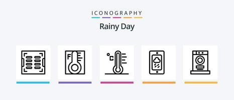 Rainy Line 5 Icon Pack Including supermarket. plastic. water. ecology. drainage. Creative Icons Design vector