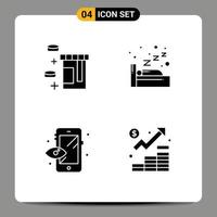 User Interface Pack of 4 Basic Solid Glyphs of tablet business night creative growth Editable Vector Design Elements