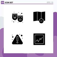 Set of 4 Modern UI Icons Symbols Signs for masks analytics happy sad error Layer 1 Editable Vector Design Elements