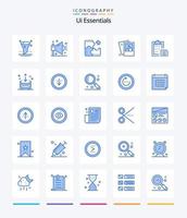 creativo ui esenciales 25 azul icono paquete tal como fotografía. imagen. gritar. galería. rompecabezas vector