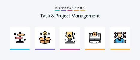 Task And Project Management Line Filled 5 Icon Pack Including businessman . speaker. sound .. Creative Icons Design vector