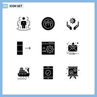 9 Creative Icons Modern Signs and Symbols of develop browser hands export column Editable Vector Design Elements