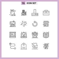 Stock Vector Icon Pack of 16 Line Signs and Symbols for reality user appartment worker bag kitchen Editable Vector Design Elements