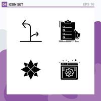 Pack of 4 creative Solid Glyphs of arrows decoration traffic expertise winter Editable Vector Design Elements