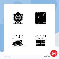 Group of 4 Modern Solid Glyphs Set for ferris day phone android car Editable Vector Design Elements