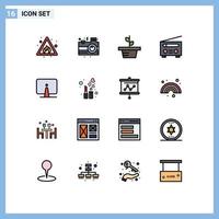 Set of 16 Modern UI Icons Symbols Signs for computer user growth radio device Editable Creative Vector Design Elements