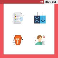 Set of 4 Vector Flat Icons on Grid for business halloween task reverse rip Editable Vector Design Elements