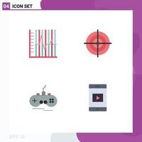 Set of 4 Commercial Flat Icons pack for progress point patient goal wireless Editable Vector Design Elements