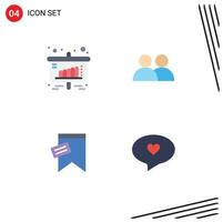 Group of 4 Modern Flat Icons Set for business tag sales user text Editable Vector Design Elements