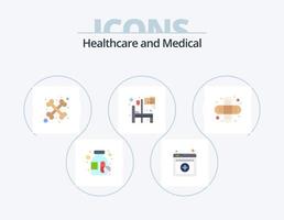 Medical Flat Icon Pack 5 Icon Design. . injury. skeleton. bandage. room vector